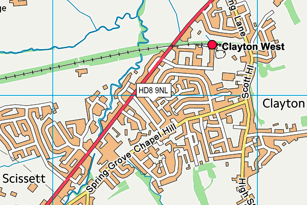 HD8 9NL map - OS VectorMap District (Ordnance Survey)