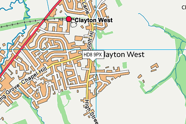 HD8 9PX map - OS VectorMap District (Ordnance Survey)