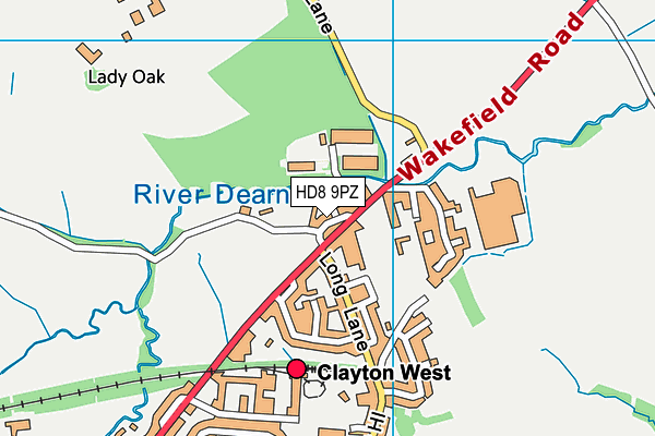 HD8 9PZ map - OS VectorMap District (Ordnance Survey)