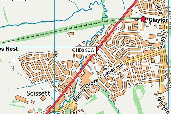 HD8 9QW map - OS VectorMap District (Ordnance Survey)