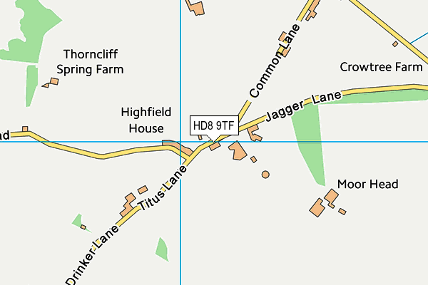 HD8 9TF map - OS VectorMap District (Ordnance Survey)