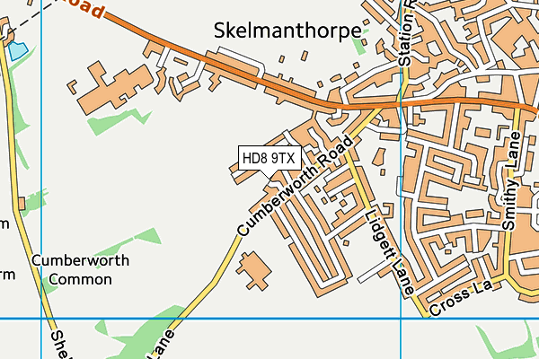 HD8 9TX map - OS VectorMap District (Ordnance Survey)