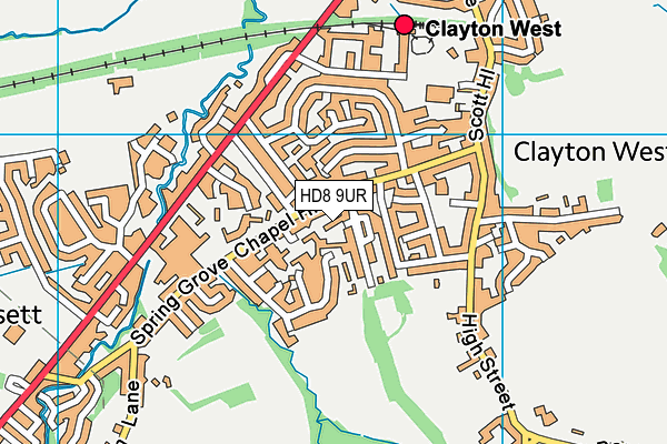 HD8 9UR map - OS VectorMap District (Ordnance Survey)