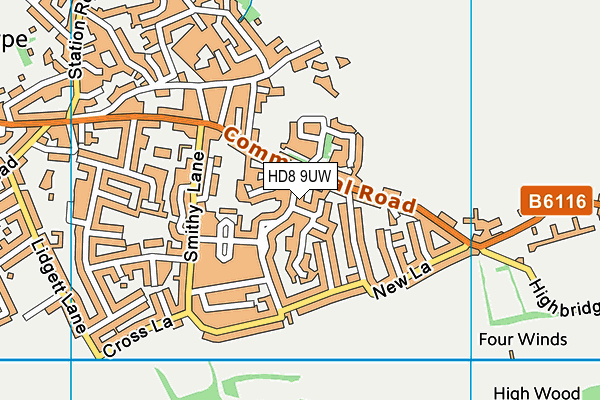 HD8 9UW map - OS VectorMap District (Ordnance Survey)