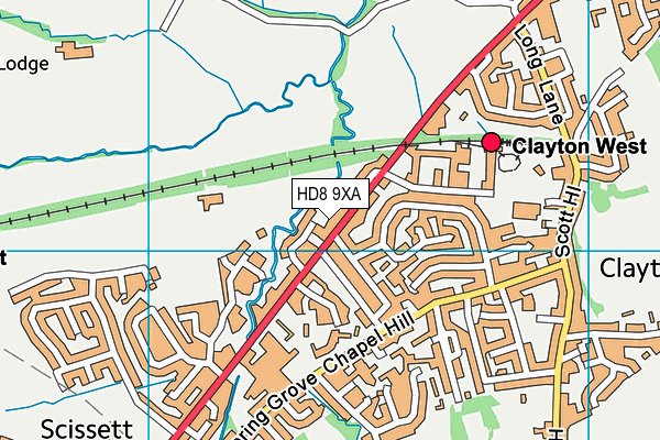 HD8 9XA map - OS VectorMap District (Ordnance Survey)