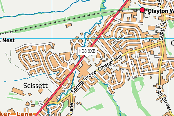 HD8 9XB map - OS VectorMap District (Ordnance Survey)