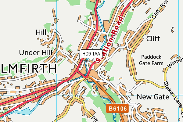 HD9 1AA map - OS VectorMap District (Ordnance Survey)