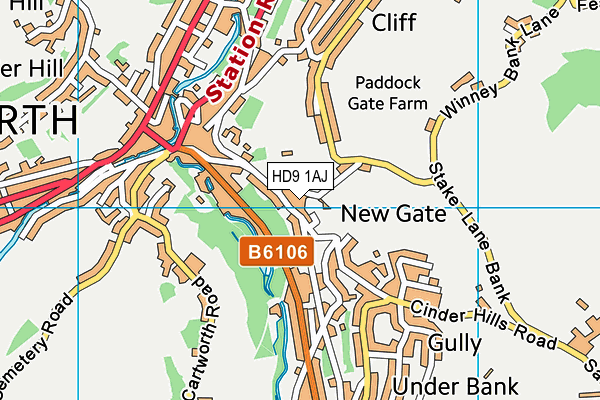 HD9 1AJ map - OS VectorMap District (Ordnance Survey)