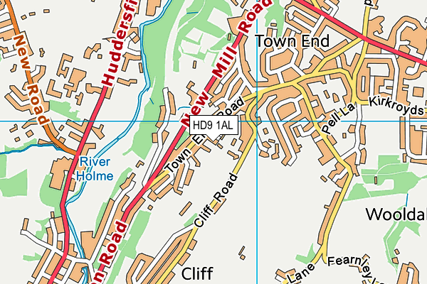 HD9 1AL map - OS VectorMap District (Ordnance Survey)