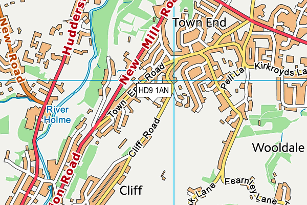 HD9 1AN map - OS VectorMap District (Ordnance Survey)