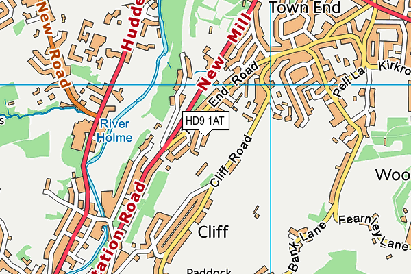 HD9 1AT map - OS VectorMap District (Ordnance Survey)