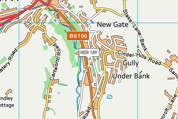 HD9 1AY map - OS VectorMap District (Ordnance Survey)