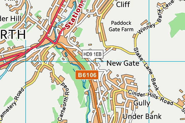 HD9 1EB map - OS VectorMap District (Ordnance Survey)