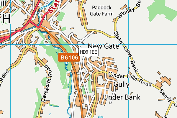 HD9 1EE map - OS VectorMap District (Ordnance Survey)