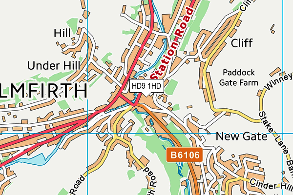 HD9 1HD map - OS VectorMap District (Ordnance Survey)