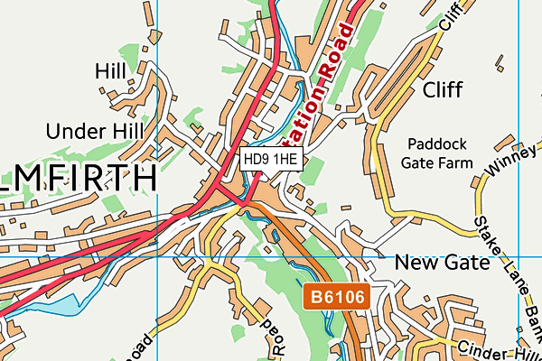 HD9 1HE map - OS VectorMap District (Ordnance Survey)