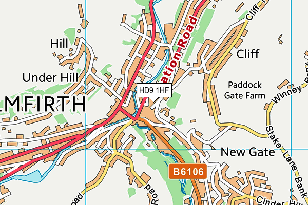 HD9 1HF map - OS VectorMap District (Ordnance Survey)