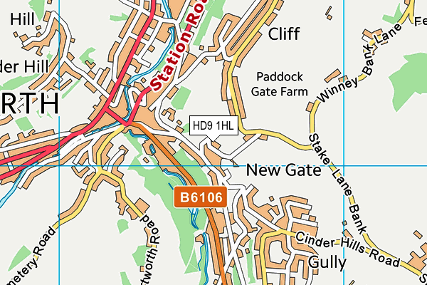 HD9 1HL map - OS VectorMap District (Ordnance Survey)