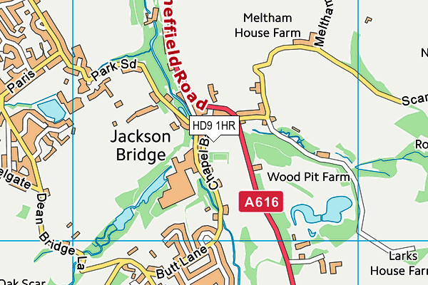 HD9 1HR map - OS VectorMap District (Ordnance Survey)