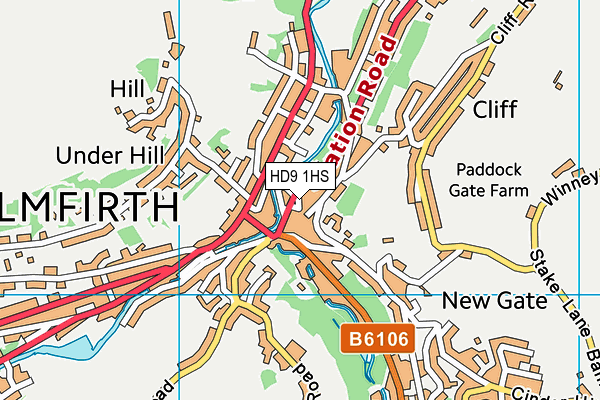 HD9 1HS map - OS VectorMap District (Ordnance Survey)