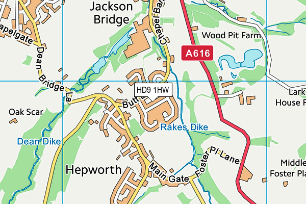 HD9 1HW map - OS VectorMap District (Ordnance Survey)