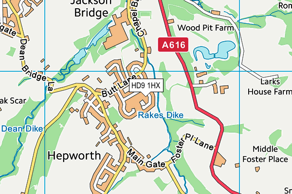 HD9 1HX map - OS VectorMap District (Ordnance Survey)