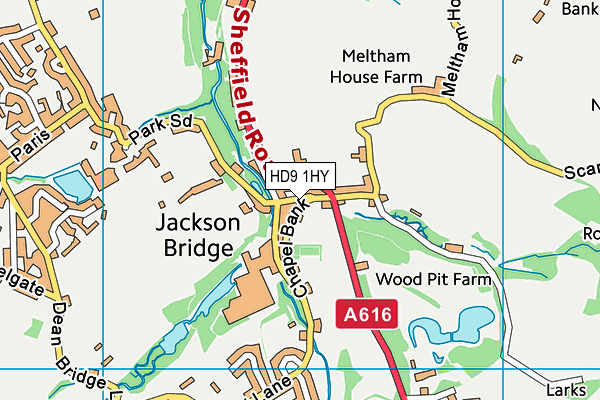 HD9 1HY map - OS VectorMap District (Ordnance Survey)