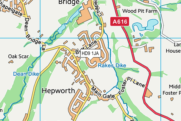 HD9 1JA map - OS VectorMap District (Ordnance Survey)