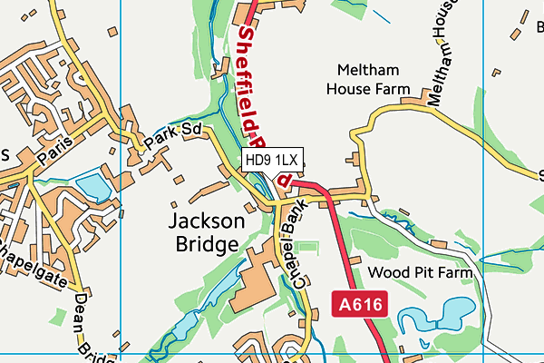 HD9 1LX map - OS VectorMap District (Ordnance Survey)