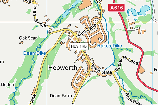 HD9 1RB map - OS VectorMap District (Ordnance Survey)