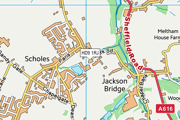 HD9 1RJ map - OS VectorMap District (Ordnance Survey)