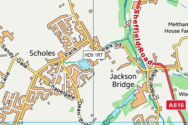 HD9 1RT map - OS VectorMap District (Ordnance Survey)