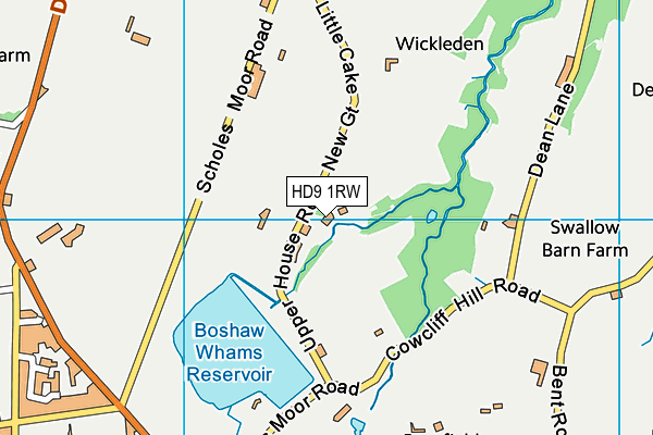 HD9 1RW map - OS VectorMap District (Ordnance Survey)