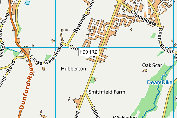 HD9 1RZ map - OS VectorMap District (Ordnance Survey)