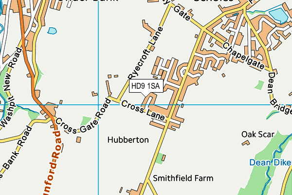 HD9 1SA map - OS VectorMap District (Ordnance Survey)