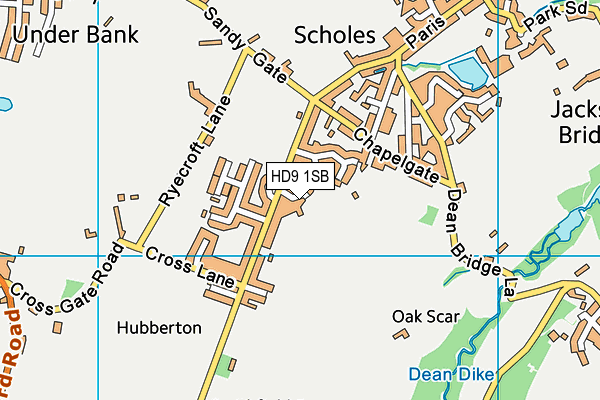 HD9 1SB map - OS VectorMap District (Ordnance Survey)