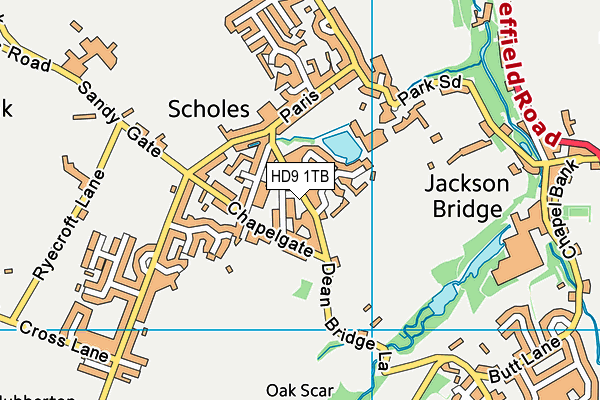 HD9 1TB map - OS VectorMap District (Ordnance Survey)