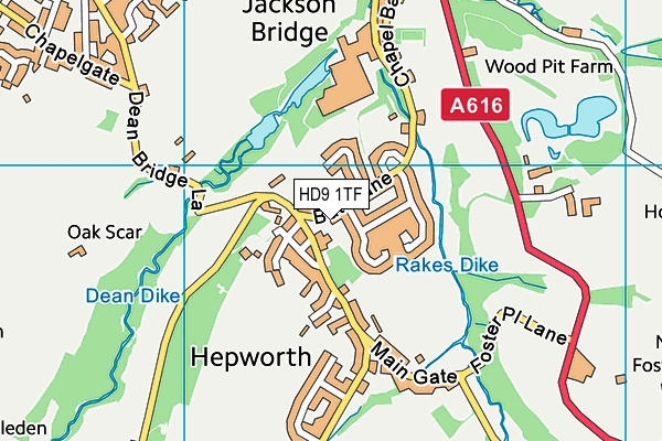 HD9 1TF map - OS VectorMap District (Ordnance Survey)