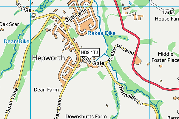 Hepworth Junior and Infant School map (HD9 1TJ) - OS VectorMap District (Ordnance Survey)