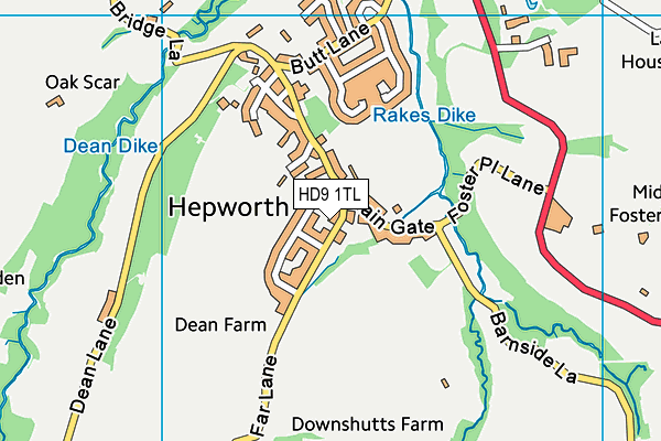 HD9 1TL map - OS VectorMap District (Ordnance Survey)