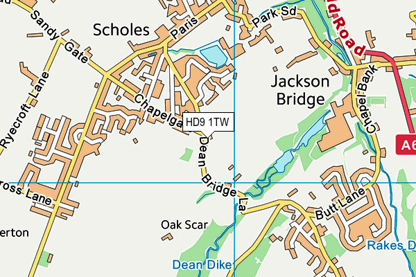 HD9 1TW map - OS VectorMap District (Ordnance Survey)