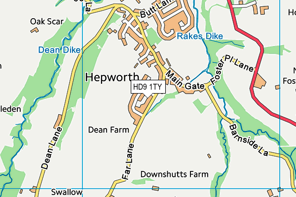 HD9 1TY map - OS VectorMap District (Ordnance Survey)