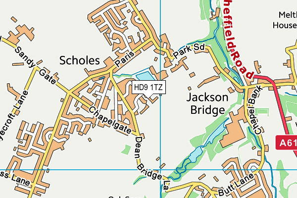 HD9 1TZ map - OS VectorMap District (Ordnance Survey)