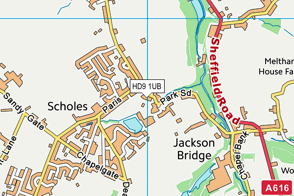 HD9 1UB map - OS VectorMap District (Ordnance Survey)