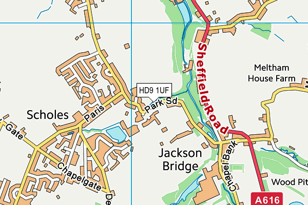 HD9 1UF map - OS VectorMap District (Ordnance Survey)