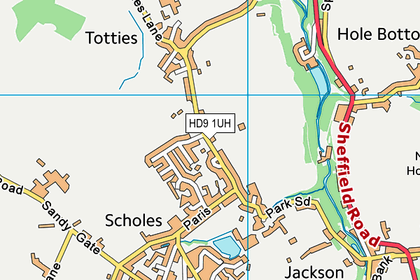 HD9 1UH map - OS VectorMap District (Ordnance Survey)