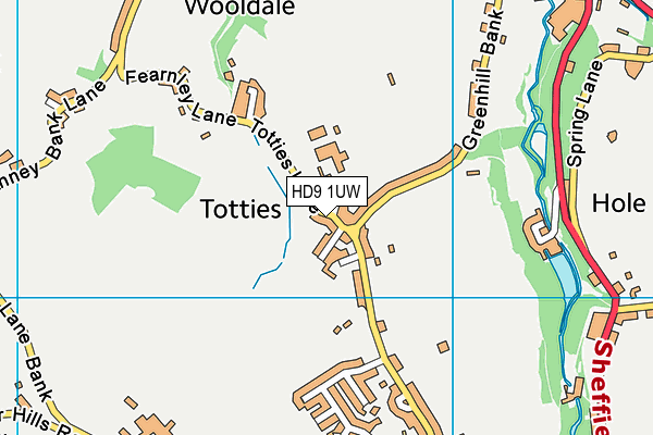 HD9 1UW map - OS VectorMap District (Ordnance Survey)