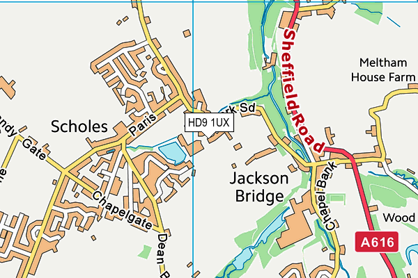 HD9 1UX map - OS VectorMap District (Ordnance Survey)
