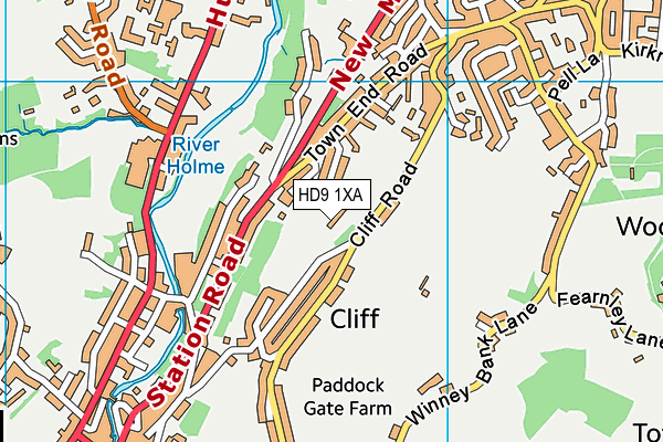 HD9 1XA map - OS VectorMap District (Ordnance Survey)