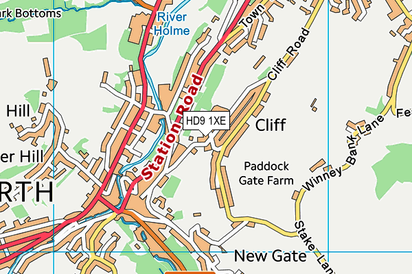 HD9 1XE map - OS VectorMap District (Ordnance Survey)